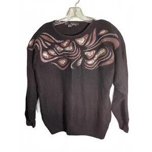Work in Progress Silk/Angora/Wool Sweater with Sequin and Fabric Detail Large